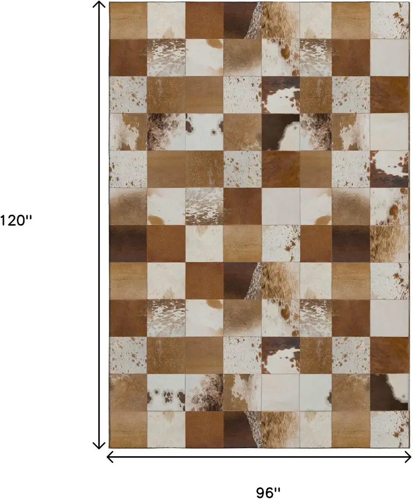 Brown And Ivory Patchwork Washable Area Rug With UV Protection Photo 3