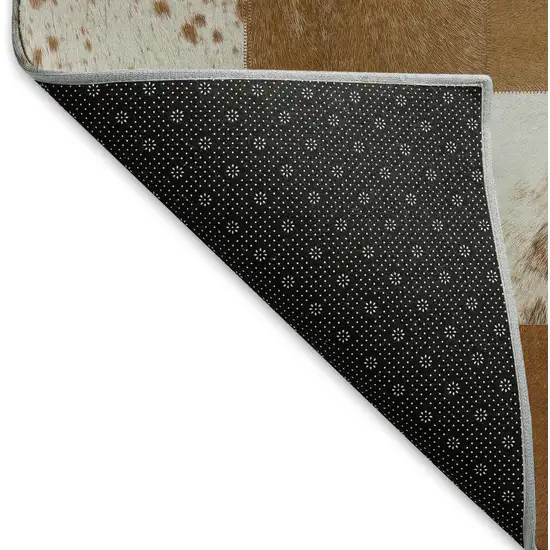 Brown And Ivory Patchwork Washable Area Rug With UV Protection Photo 8