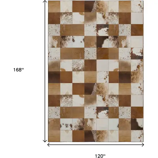 Brown And Ivory Patchwork Washable Area Rug With UV Protection Photo 3