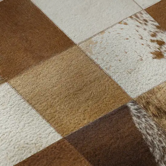 Brown And Ivory Patchwork Washable Area Rug With UV Protection Photo 8