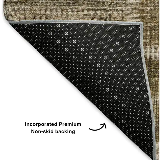 Brown And Ivory Patchwork Washable Area Rug With UV Protection Photo 6