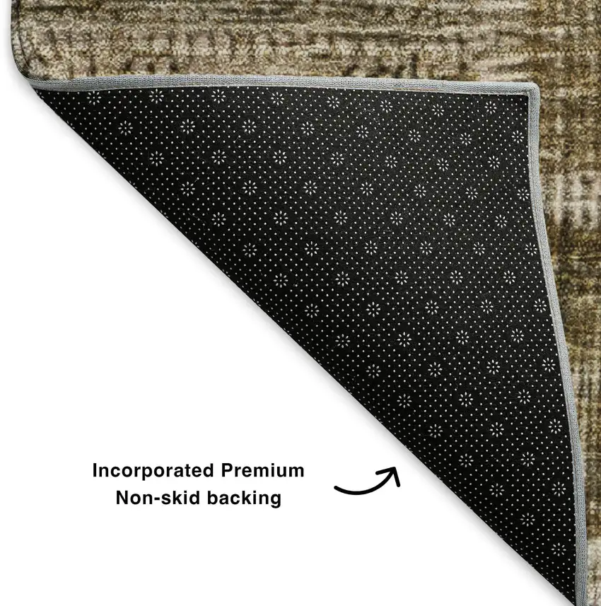 Brown And Ivory Patchwork Washable Area Rug With UV Protection Photo 5