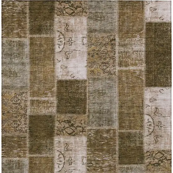 Brown And Ivory Patchwork Washable Indoor Outdoor Area Rug Photo 5