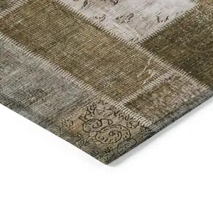 Photo of Brown And Ivory Patchwork Washable Indoor Outdoor Area Rug