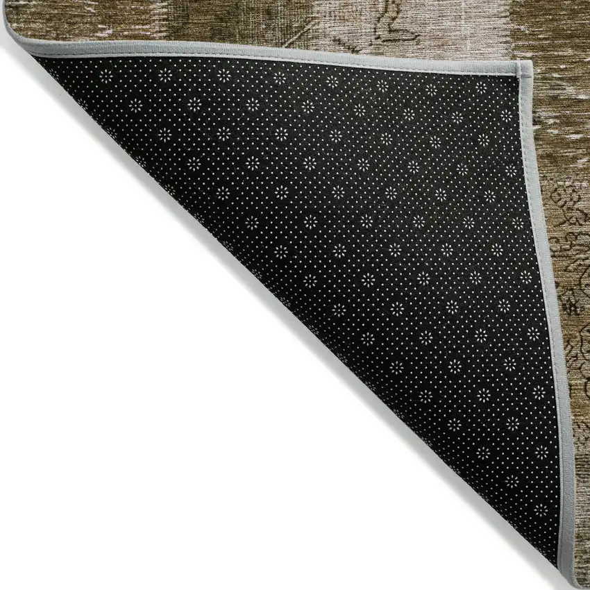 Brown And Ivory Patchwork Washable Indoor Outdoor Area Rug Photo 2