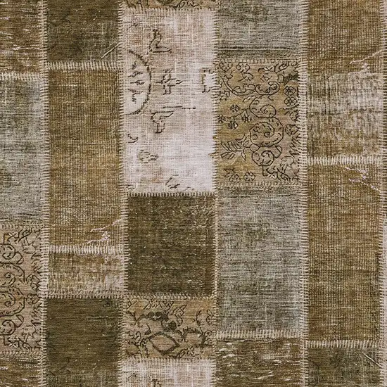 Brown And Ivory Patchwork Washable Indoor Outdoor Area Rug Photo 4