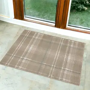 Photo of Brown And Ivory Plaid Area Rug