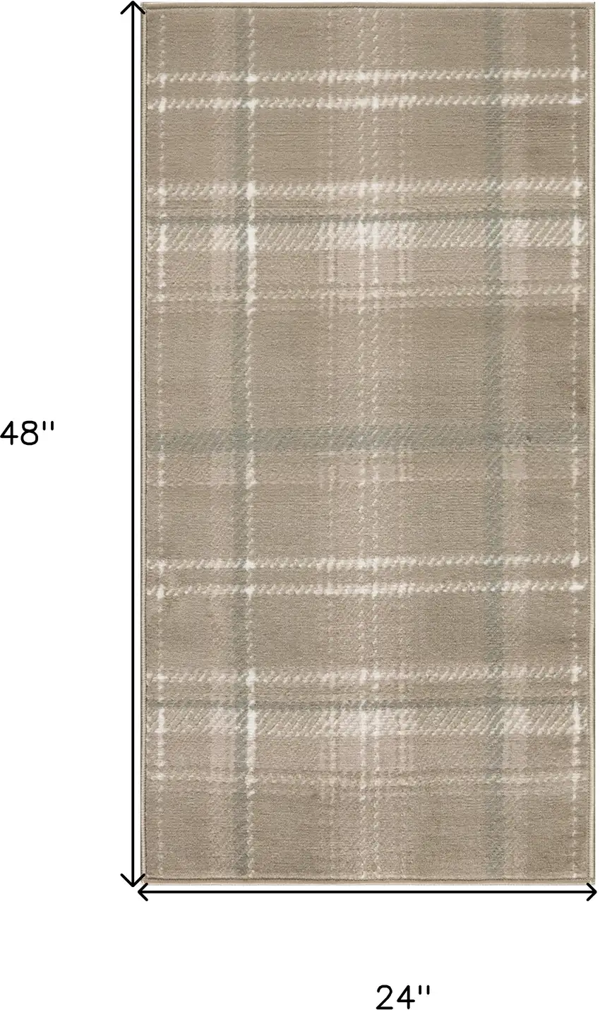 Brown And Ivory Plaid Area Rug Photo 3