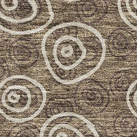 Brown And Ivory Polka Dot Washable Area Rug With UV Protection Photo 3