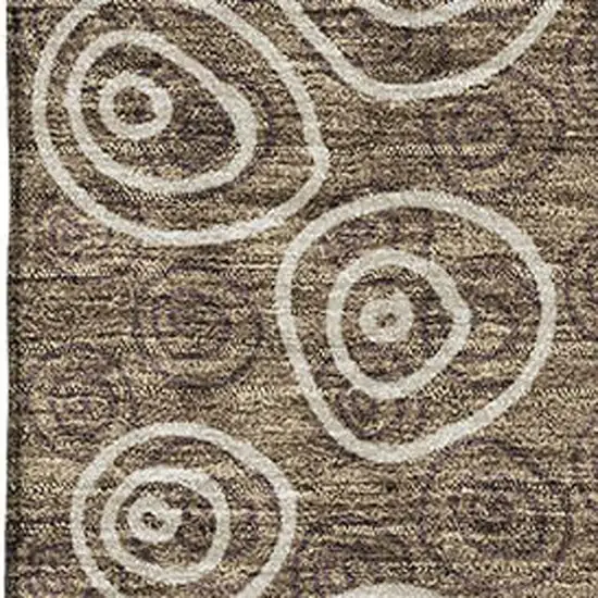 Brown And Ivory Polka Dot Washable Area Rug With UV Protection Photo 3