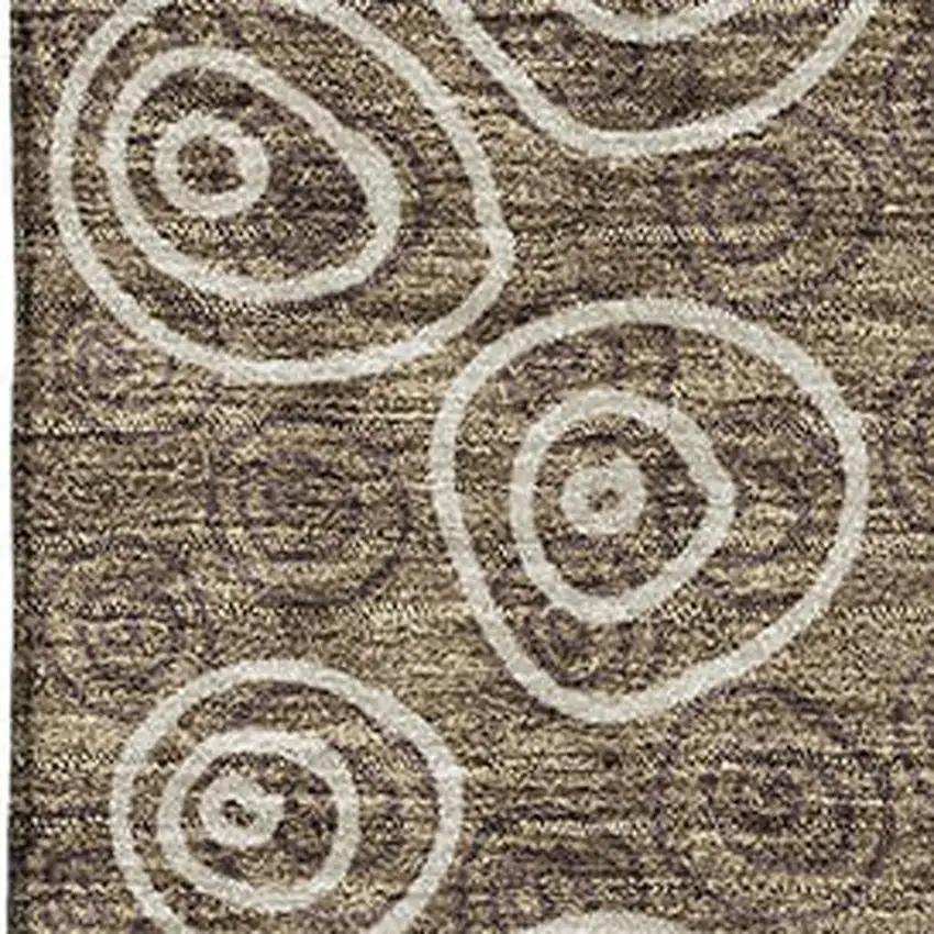 Brown And Ivory Polka Dot Washable Area Rug With UV Protection Photo 3