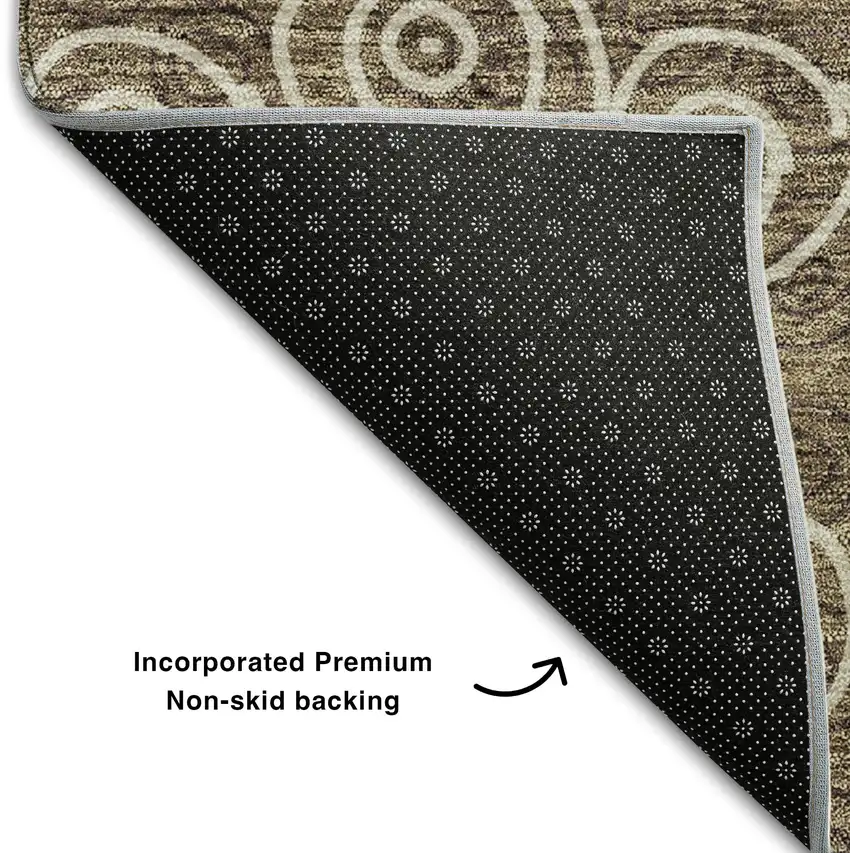 Brown And Ivory Polka Dot Washable Area Rug With UV Protection Photo 7