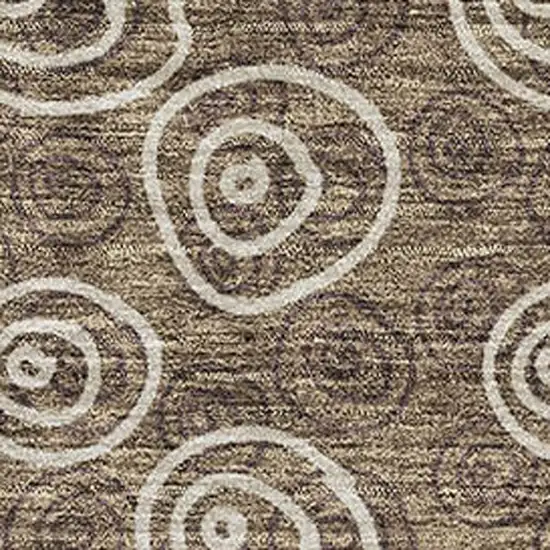 Brown And Ivory Polka Dot Washable Area Rug With UV Protection Photo 3