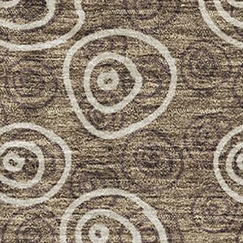 Brown And Ivory Polka Dot Washable Area Rug With UV Protection Photo 3