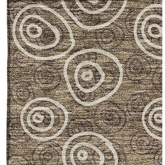 Brown And Ivory Polka Dot Washable Area Rug With UV Protection Photo 4