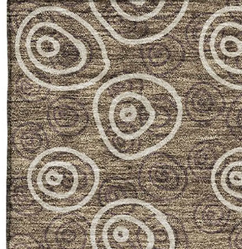 Brown And Ivory Polka Dot Washable Area Rug With UV Protection Photo 4