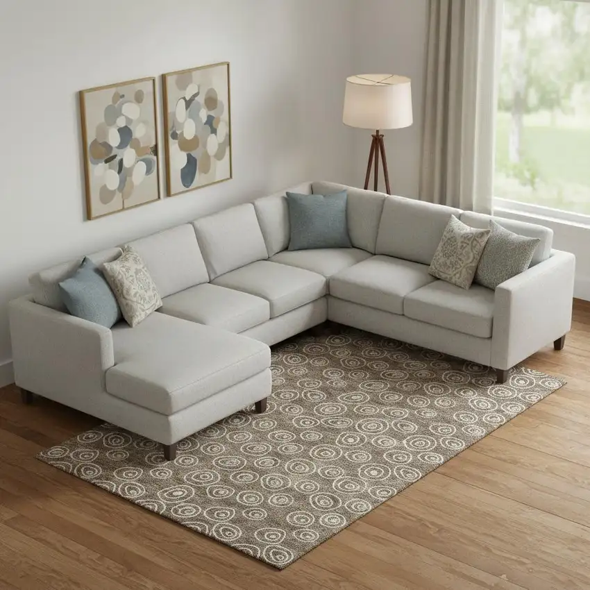 Brown And Ivory Polka Dot Washable Area Rug With UV Protection Photo 1