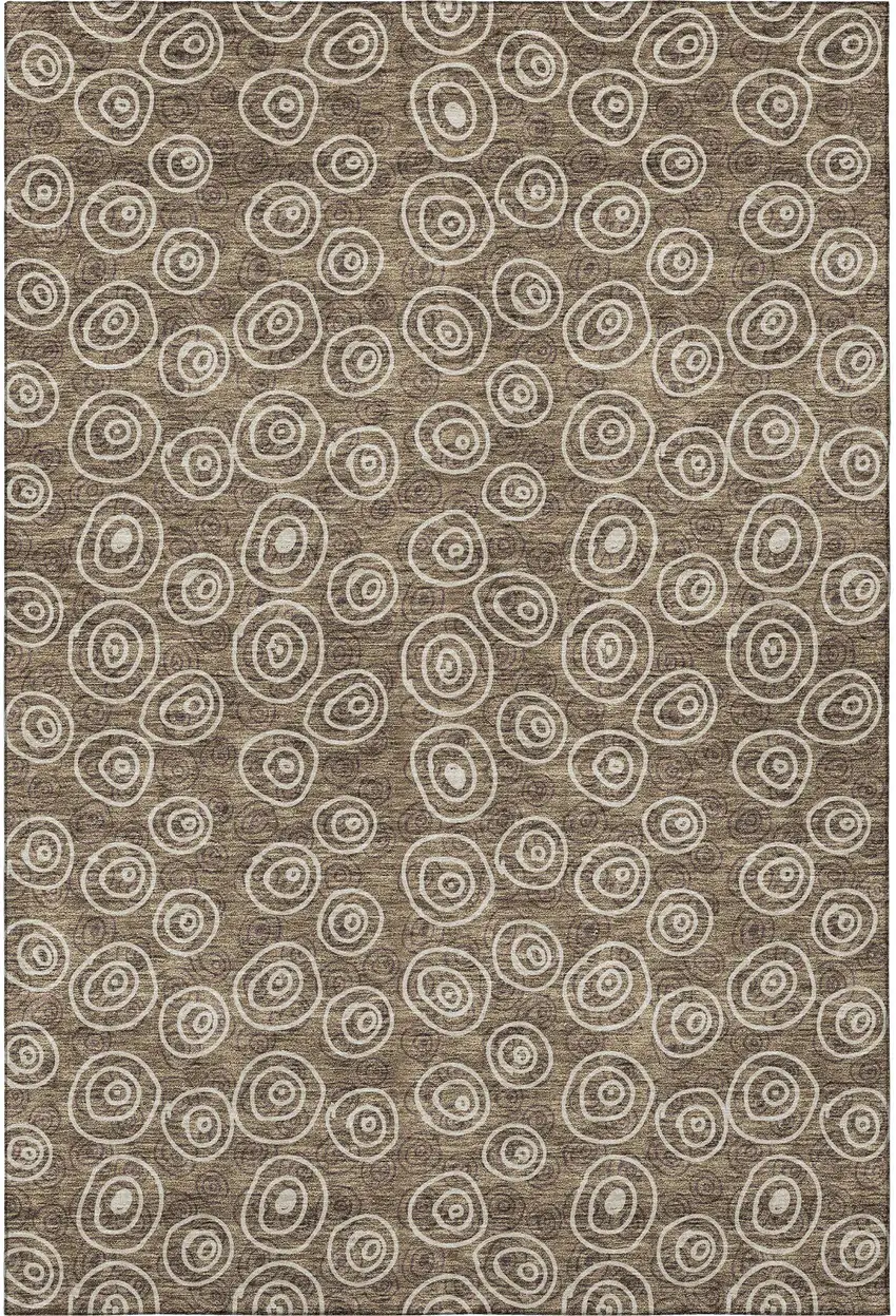 Brown And Ivory Polka Dot Washable Area Rug With UV Protection Photo 4