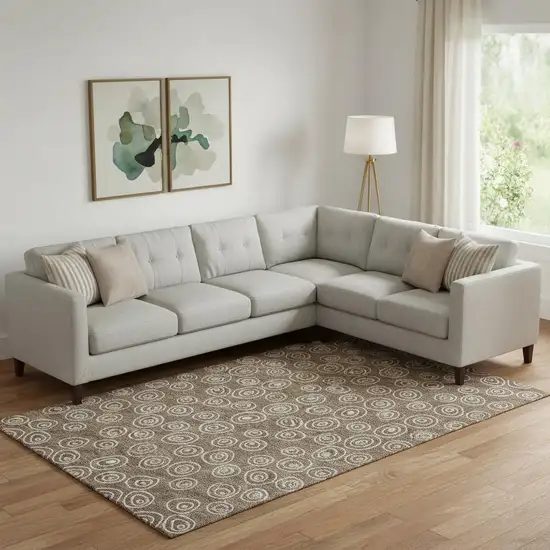 Brown And Ivory Polka Dot Washable Area Rug With UV Protection Photo 1