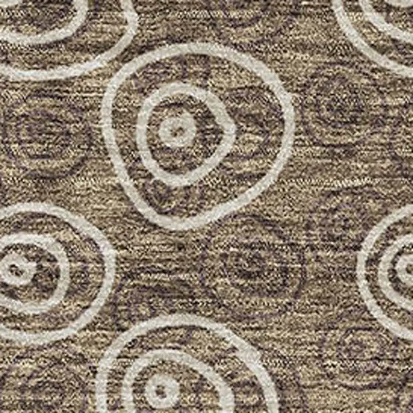 Brown And Ivory Polka Dot Washable Area Rug With UV Protection Photo 3