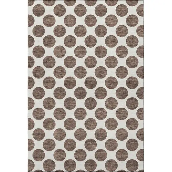 Brown And Ivory Polka Dot Washable Area Rug With UV Protection Photo 3