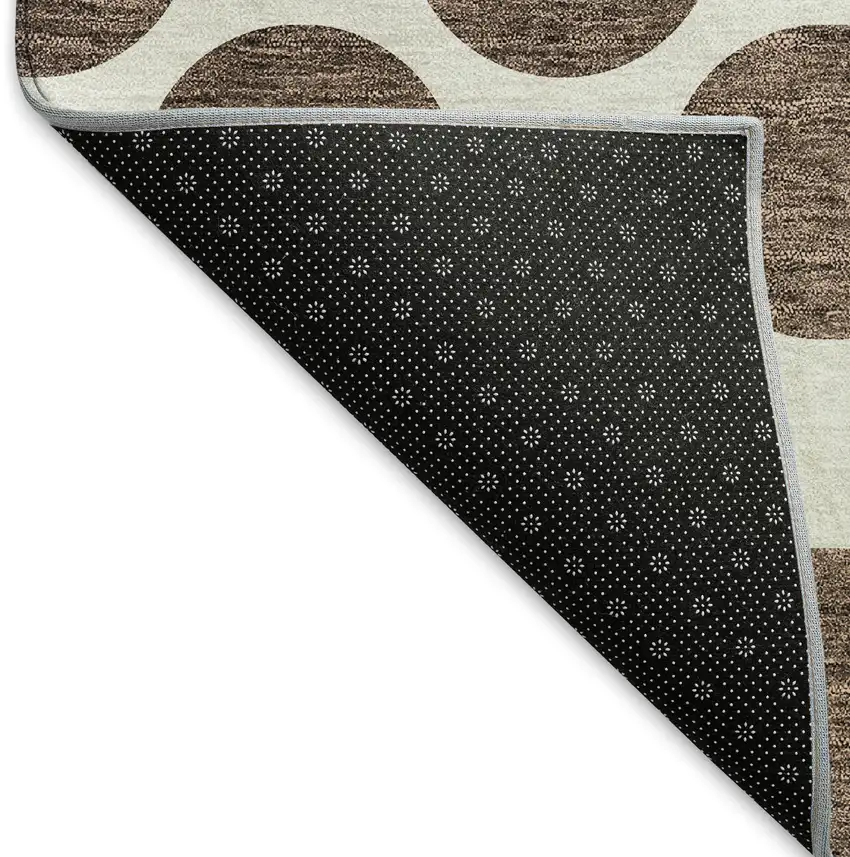 Brown And Ivory Polka Dot Washable Area Rug With UV Protection Photo 6