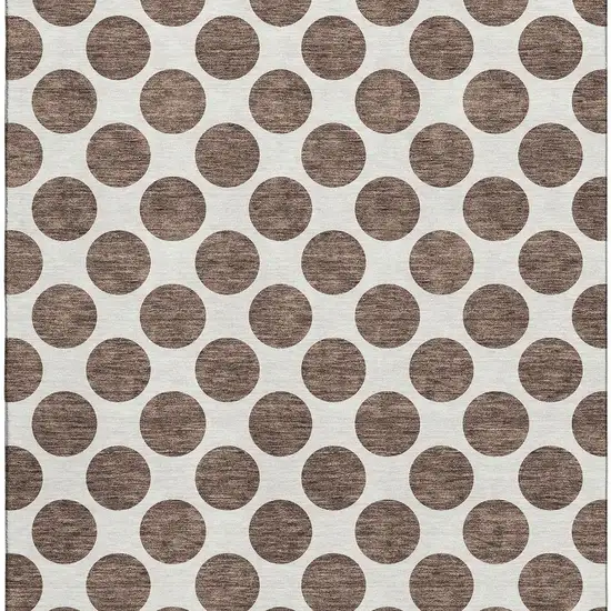 Brown And Ivory Polka Dot Washable Area Rug With UV Protection Photo 2