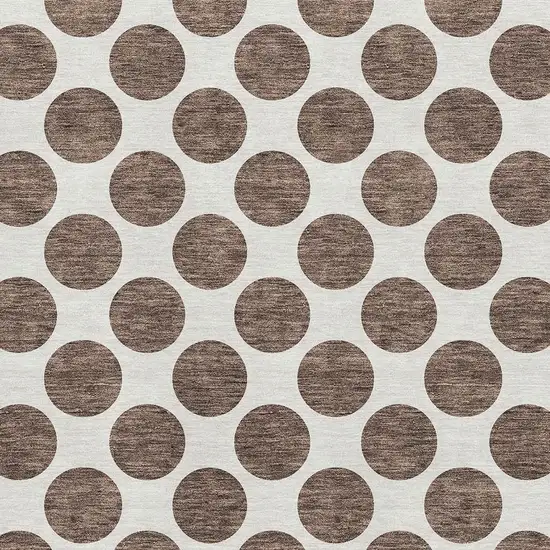 Brown And Ivory Polka Dot Washable Area Rug With UV Protection Photo 2