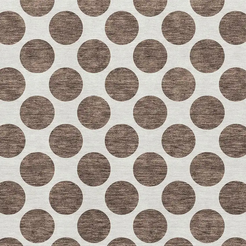 Brown And Ivory Polka Dot Washable Area Rug With UV Protection Photo 2