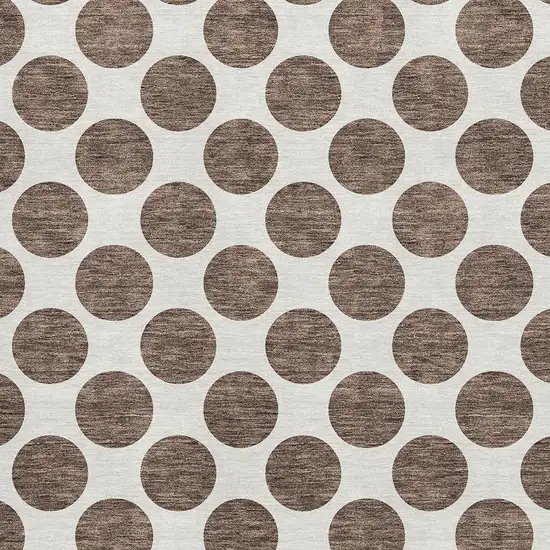 Brown And Ivory Polka Dot Washable Area Rug With UV Protection Photo 2
