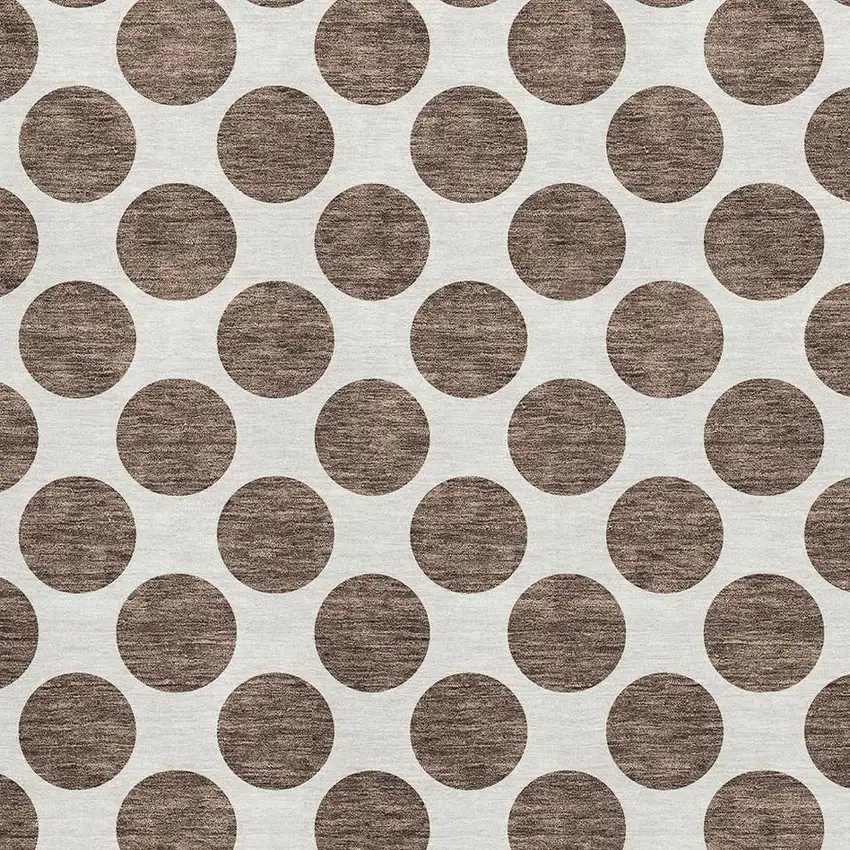 Brown And Ivory Polka Dot Washable Area Rug With UV Protection Photo 2