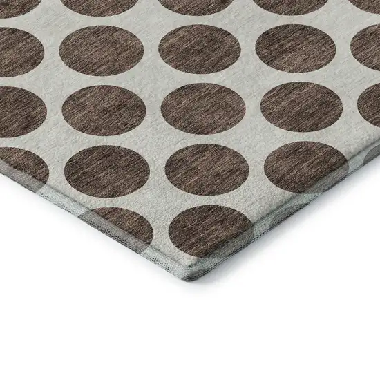 Brown And Ivory Polka Dot Washable Area Rug With UV Protection Photo 7