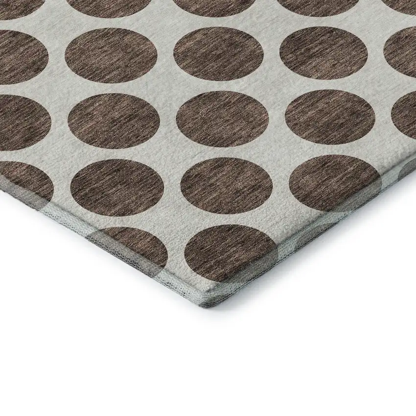 Brown And Ivory Polka Dot Washable Area Rug With UV Protection Photo 7
