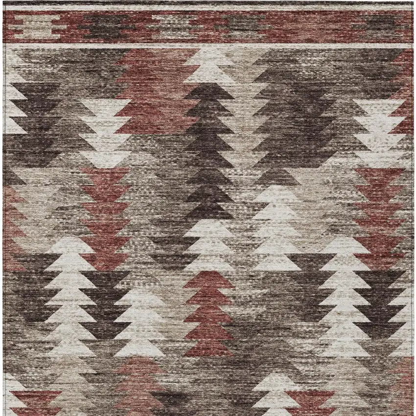 Brown And Ivory Southwestern Washable Indoor Outdoor Area Rug Photo 6