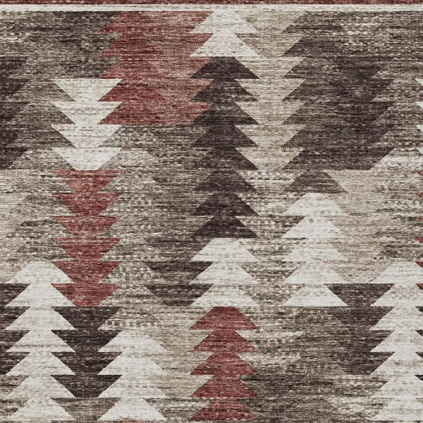 Brown And Ivory Southwestern Washable Indoor Outdoor Area Rug Photo 5