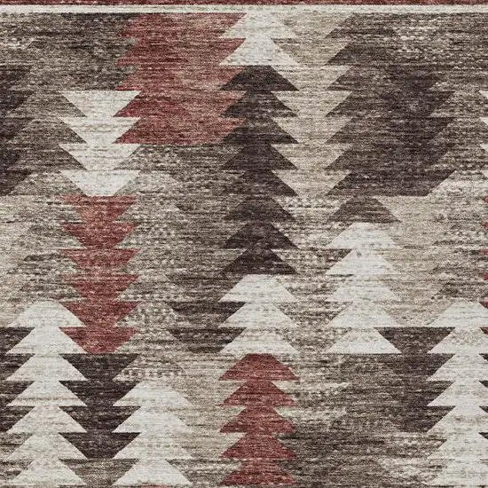 Brown And Ivory Southwestern Washable Indoor Outdoor Area Rug Photo 5