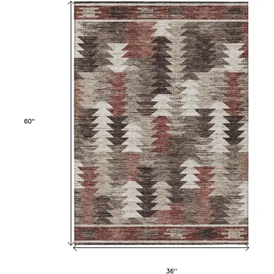 Brown And Ivory Southwestern Washable Indoor Outdoor Area Rug Photo 7