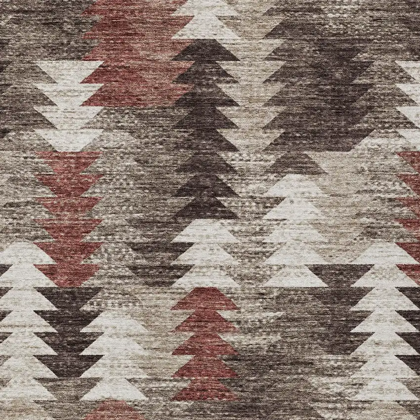 Brown And Ivory Southwestern Washable Indoor Outdoor Area Rug Photo 6