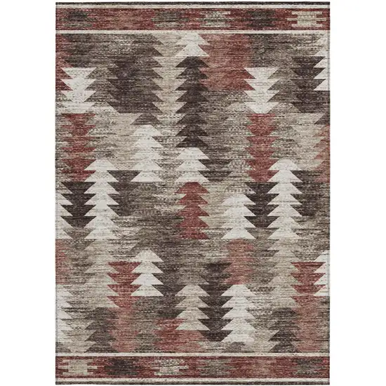 Brown And Ivory Southwestern Washable Indoor Outdoor Area Rug Photo 7
