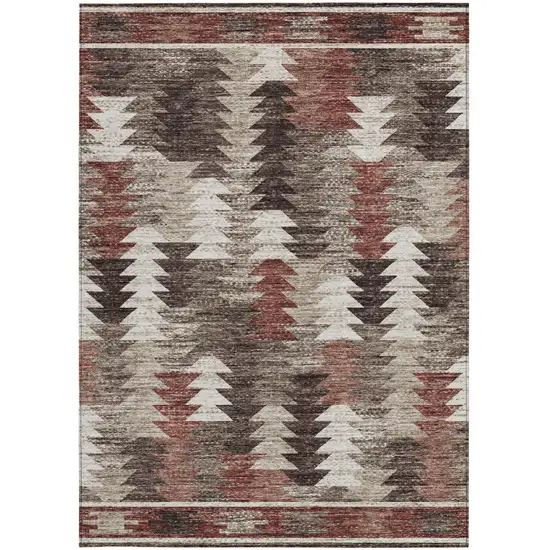 Brown And Ivory Southwestern Washable Indoor Outdoor Area Rug Photo 7