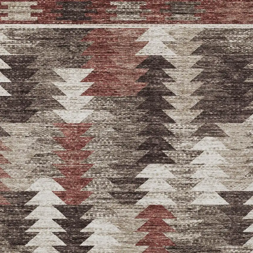 Brown And Ivory Southwestern Washable Indoor Outdoor Area Rug Photo 6