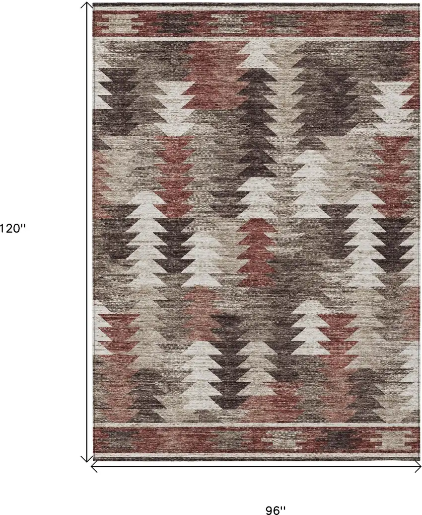Brown And Ivory Southwestern Washable Indoor Outdoor Area Rug Photo 3