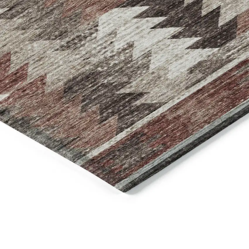 Brown And Ivory Southwestern Washable Indoor Outdoor Area Rug Photo 5