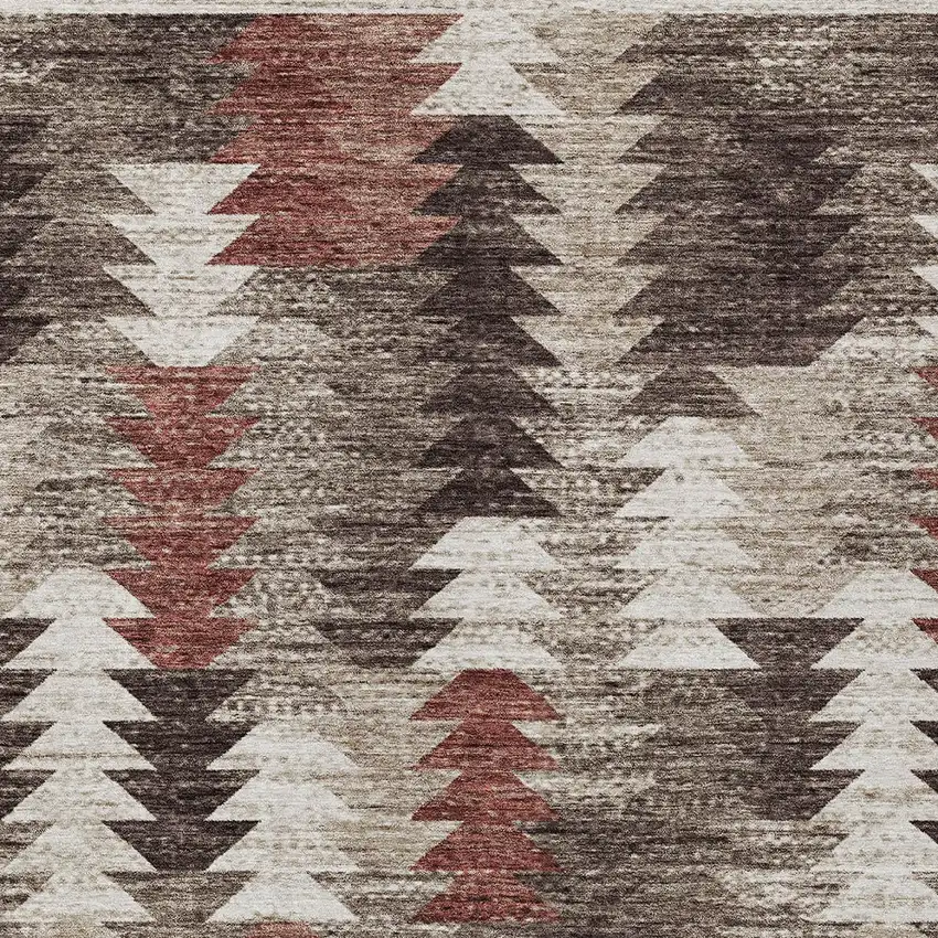 Brown And Ivory Southwestern Washable Indoor Outdoor Area Rug Photo 6