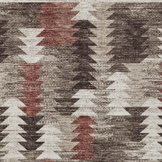 Brown And Ivory Southwestern Washable Indoor Outdoor Area Rug Photo 6