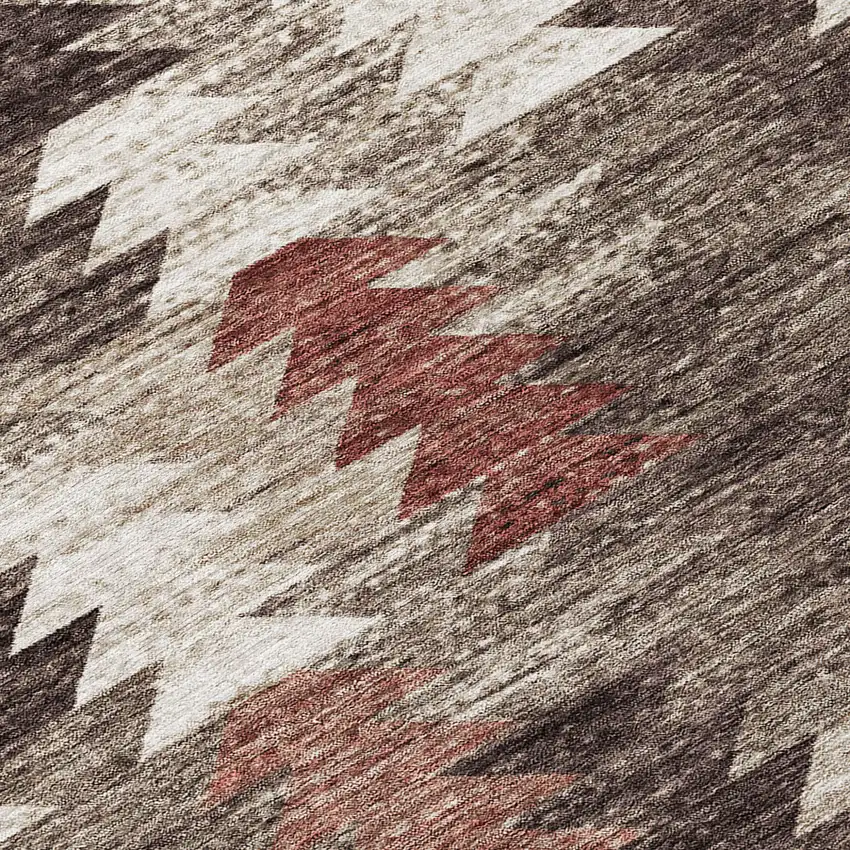 Brown And Ivory Southwestern Washable Indoor Outdoor Area Rug Photo 8