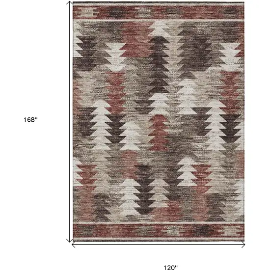 Brown And Ivory Southwestern Washable Indoor Outdoor Area Rug Photo 3