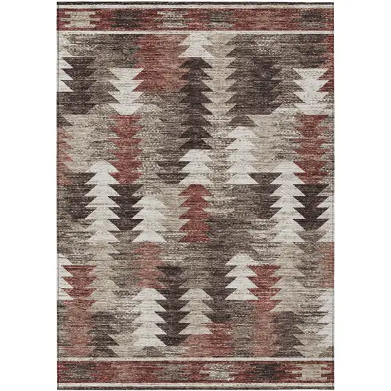 Brown And Ivory Southwestern Washable Indoor Outdoor Area Rug Photo 2