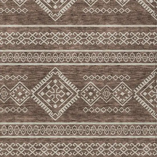 Brown And Ivory Southwestern Washable Indoor Outdoor Area Rug Photo 5