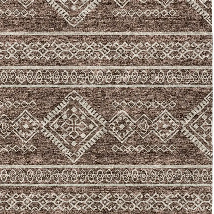 Brown And Ivory Southwestern Washable Indoor Outdoor Area Rug Photo 5